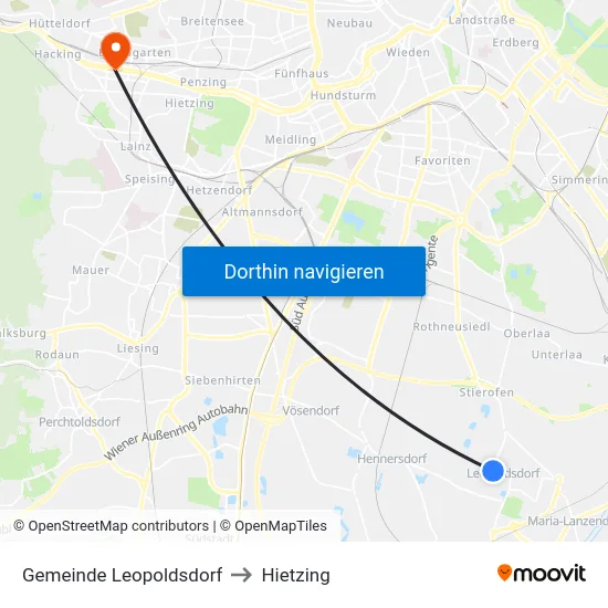 Gemeinde Leopoldsdorf to Hietzing map