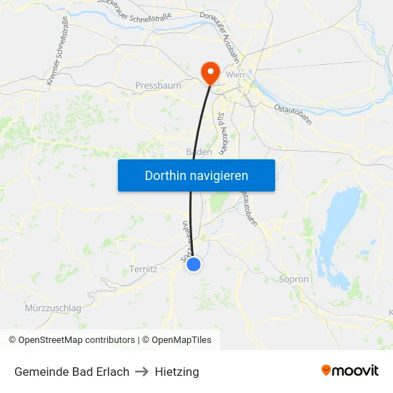 Gemeinde Bad Erlach to Hietzing map