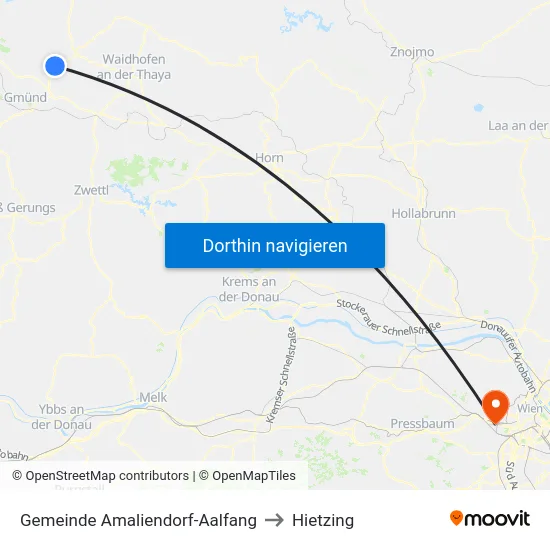 Gemeinde Amaliendorf-Aalfang to Hietzing map