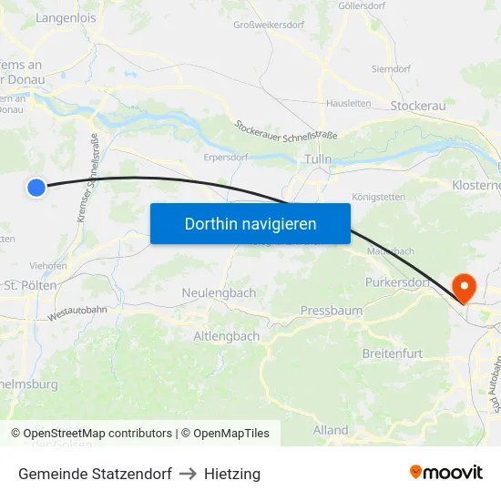Gemeinde Statzendorf to Hietzing map