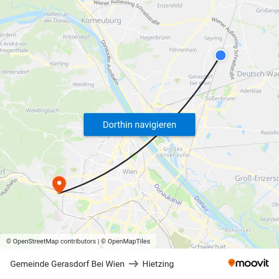 Gemeinde Gerasdorf Bei Wien to Hietzing map