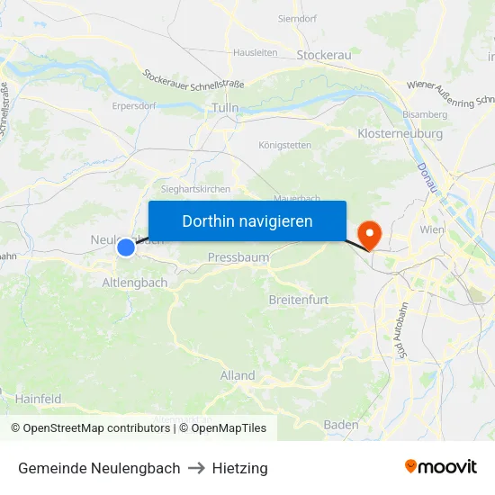 Gemeinde Neulengbach to Hietzing map