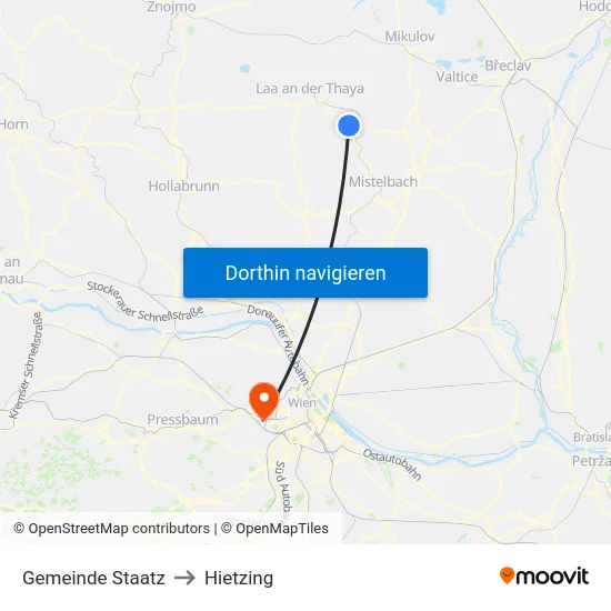 Gemeinde Staatz to Hietzing map