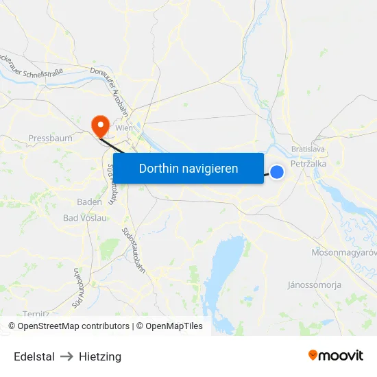 Edelstal to Hietzing map