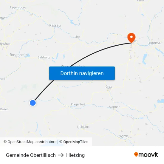 Gemeinde Obertilliach to Hietzing map