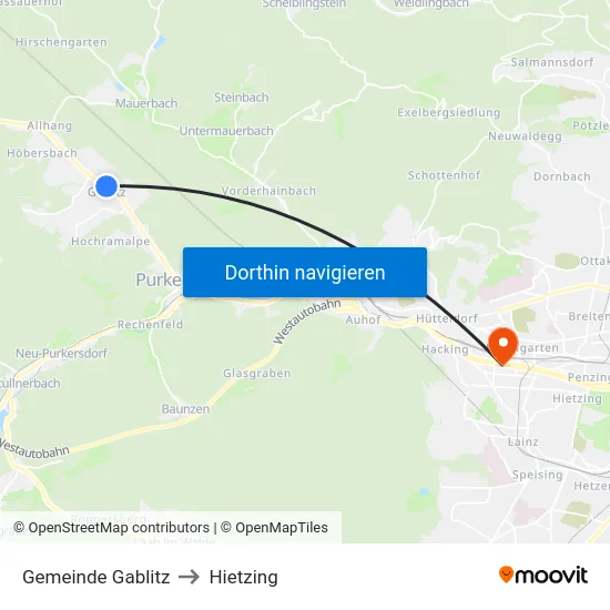 Gemeinde Gablitz to Hietzing map