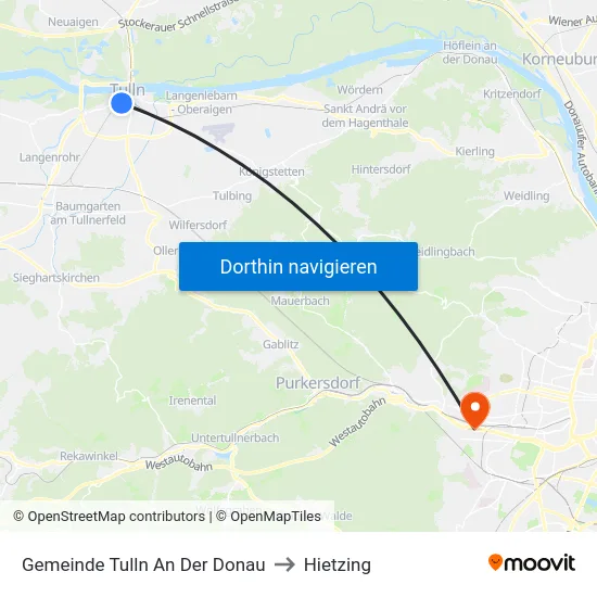Gemeinde Tulln An Der Donau to Hietzing map