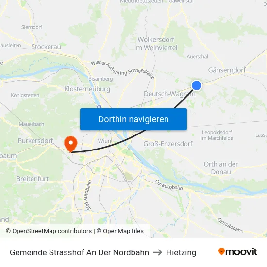 Gemeinde Strasshof An Der Nordbahn to Hietzing map