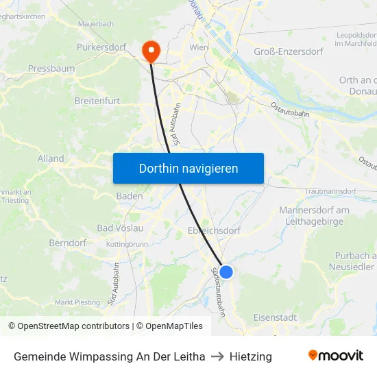 Gemeinde Wimpassing An Der Leitha to Hietzing map