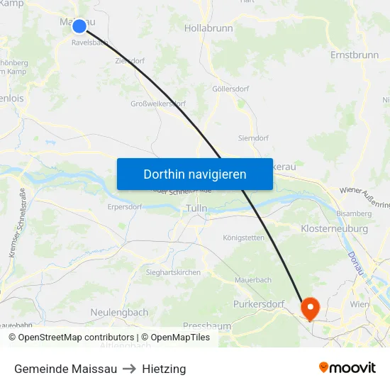 Gemeinde Maissau to Hietzing map