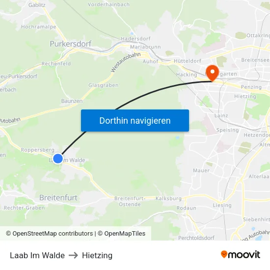 Laab Im Walde to Hietzing map