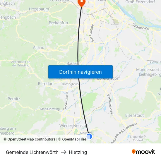 Gemeinde Lichtenwörth to Hietzing map