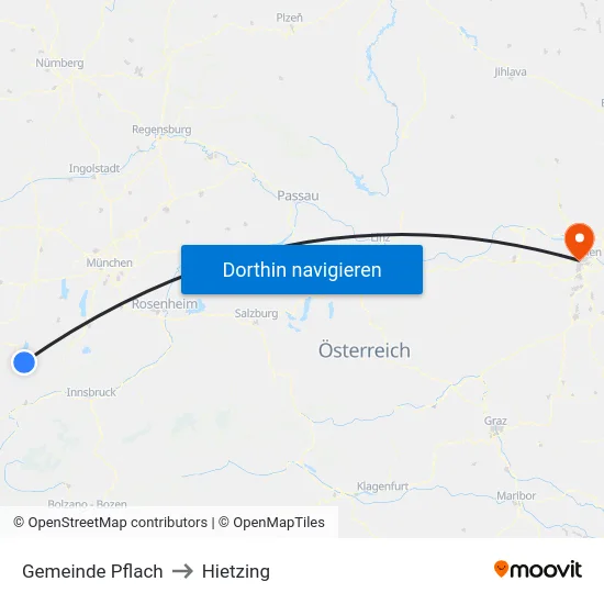 Gemeinde Pflach to Hietzing map