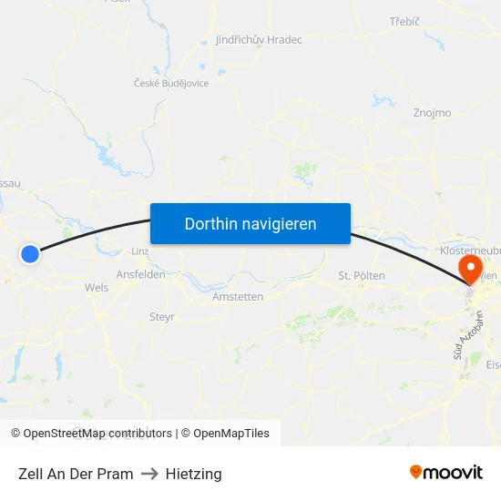 Zell An Der Pram to Hietzing map