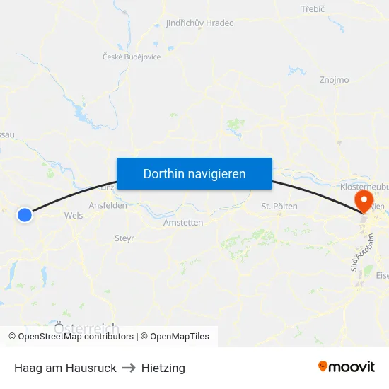 Haag am Hausruck to Hietzing map