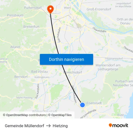 Gemeinde Müllendorf to Hietzing map
