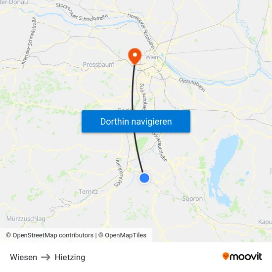 Wiesen to Hietzing map