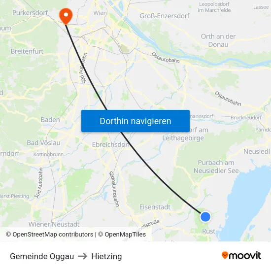 Gemeinde Oggau to Hietzing map