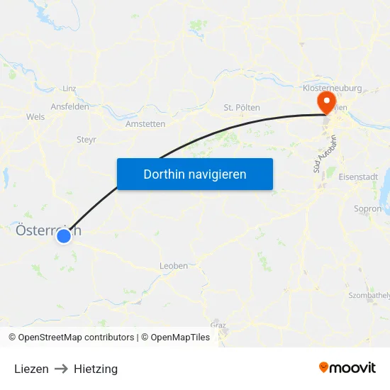 Liezen to Hietzing map