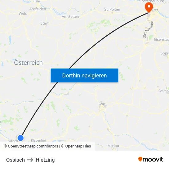 Ossiach to Hietzing map