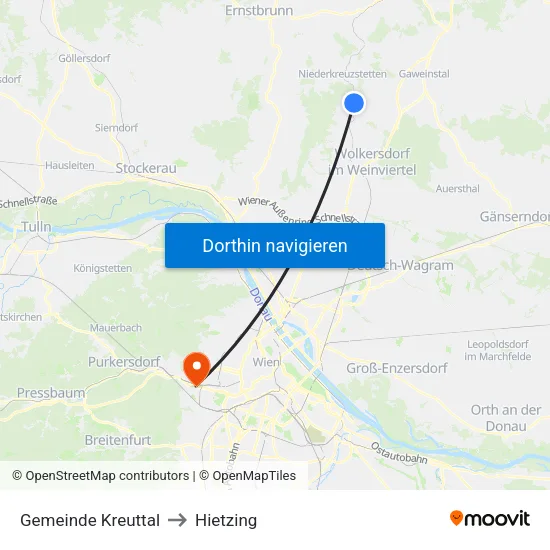 Gemeinde Kreuttal to Hietzing map
