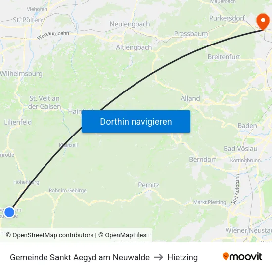 Gemeinde Sankt Aegyd am Neuwalde to Hietzing map