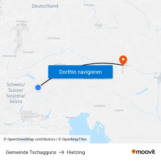 Gemeinde Tschagguns to Hietzing map