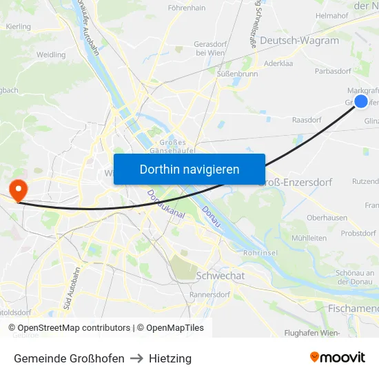 Gemeinde Großhofen to Hietzing map