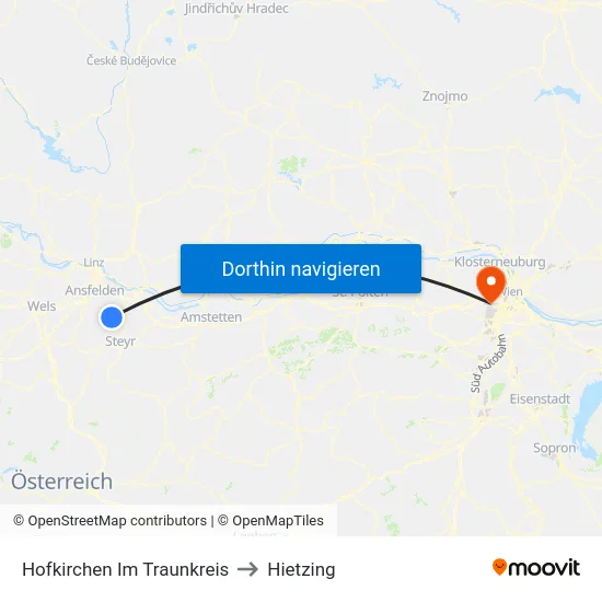 Hofkirchen Im Traunkreis to Hietzing map