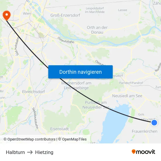 Halbturn to Hietzing map