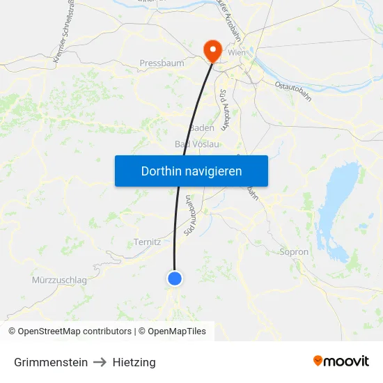 Grimmenstein to Hietzing map