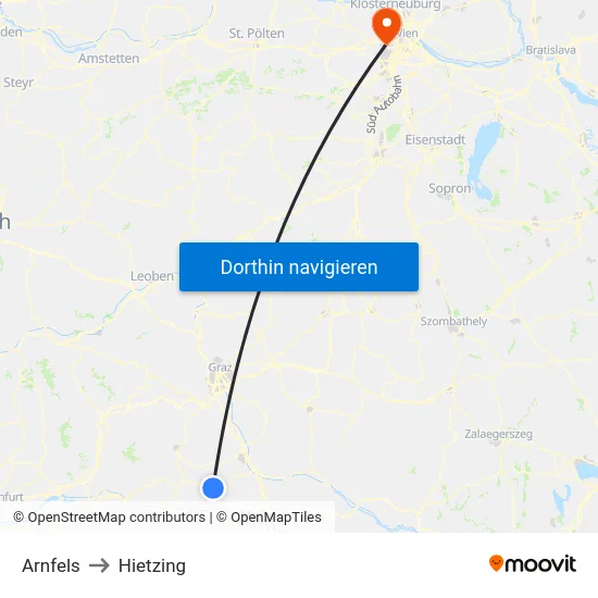 Arnfels to Hietzing map