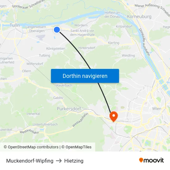 Muckendorf-Wipfing to Hietzing map
