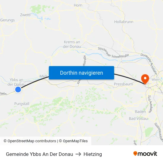Gemeinde Ybbs An Der Donau to Hietzing map