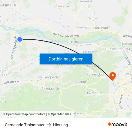 Gemeinde Traismauer to Hietzing map