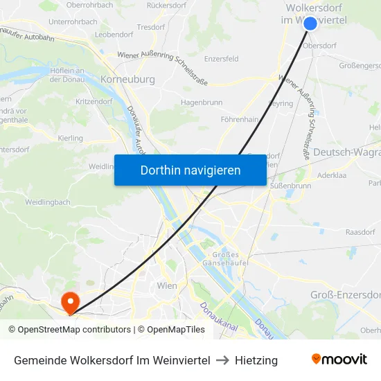 Gemeinde Wolkersdorf Im Weinviertel to Hietzing map