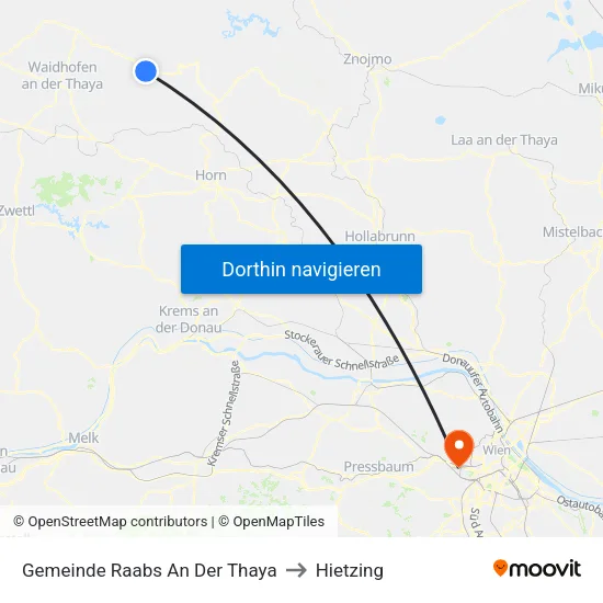 Gemeinde Raabs An Der Thaya to Hietzing map