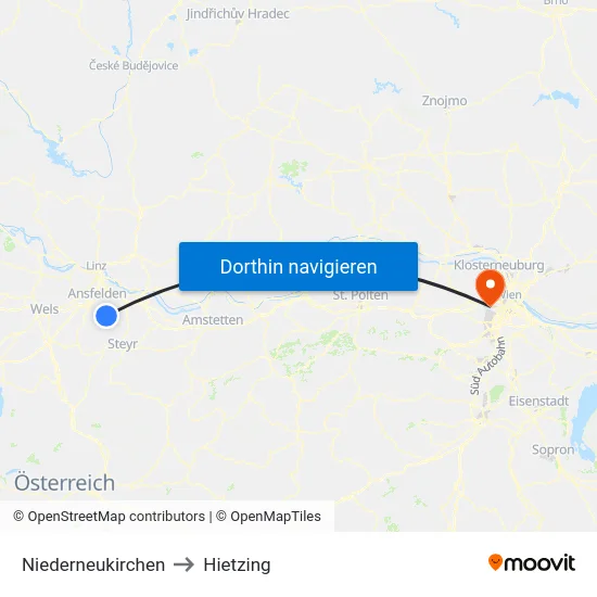 Niederneukirchen to Hietzing map