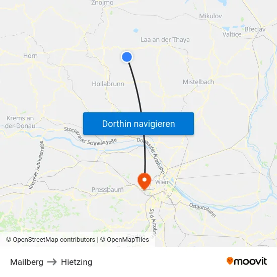Mailberg to Hietzing map