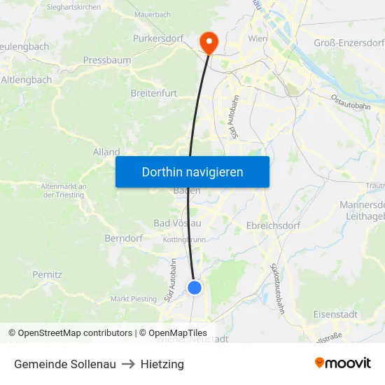Gemeinde Sollenau to Hietzing map
