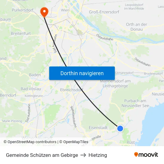 Gemeinde Schützen am Gebirge to Hietzing map