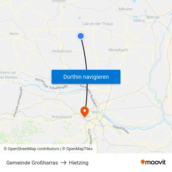Gemeinde Großharras to Hietzing map