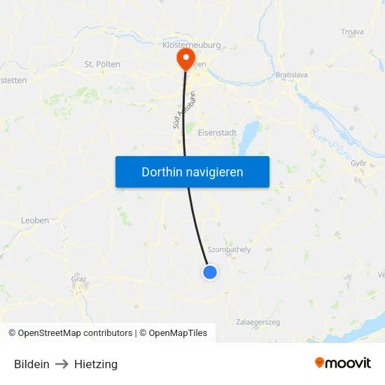 Bildein to Hietzing map
