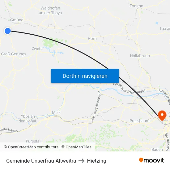 Gemeinde Unserfrau-Altweitra to Hietzing map