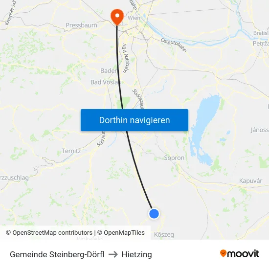 Gemeinde Steinberg-Dörfl to Hietzing map