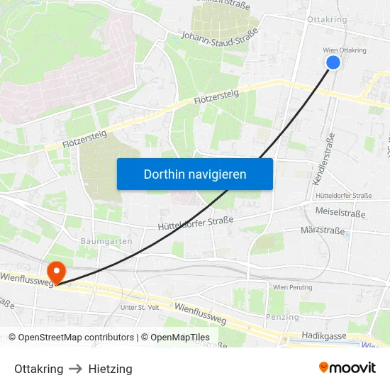 Ottakring to Hietzing map