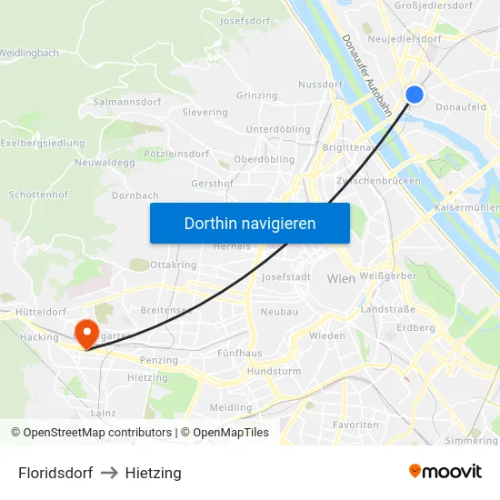 Floridsdorf to Hietzing map