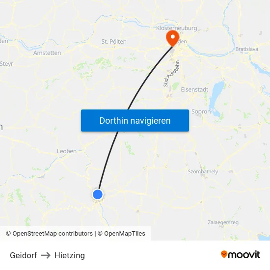 Geidorf to Hietzing map