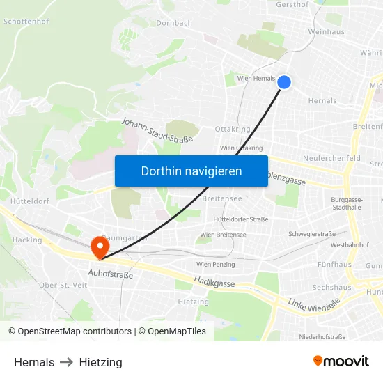 Hernals to Hietzing map