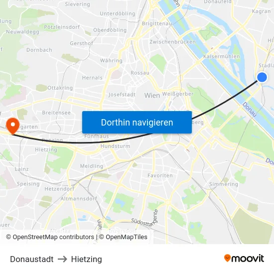 Donaustadt to Hietzing map